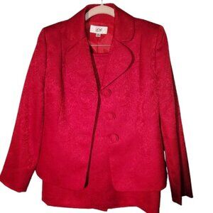 Le Suit Petite 2-Piece Skirt Set in Red Size 4P